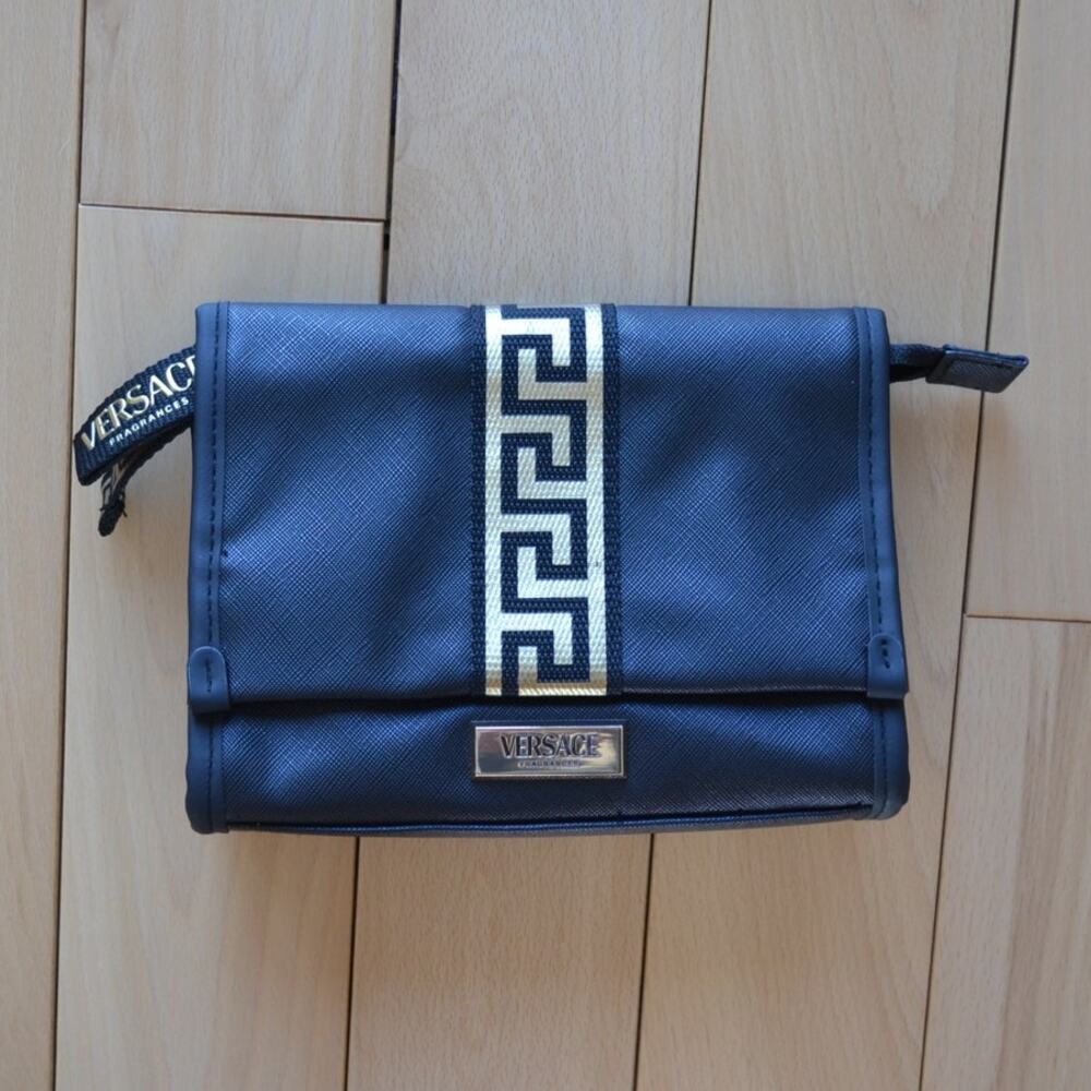 NWOT Versace Fragrances Clutch Cosmetic Bag Black Gold